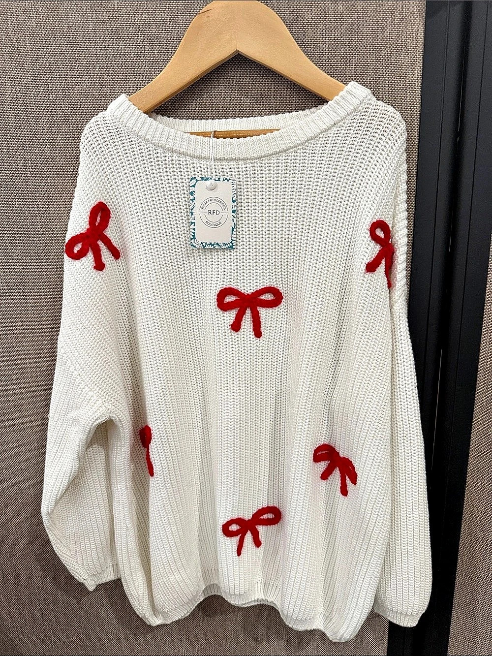 Rylee Faith Designs Girls Bow White Pullover Sweater